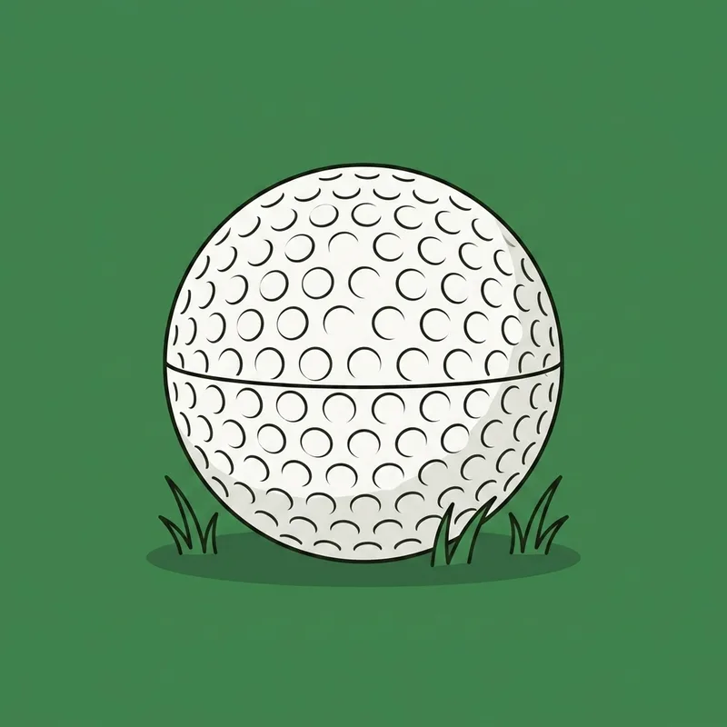 A golf ball with a thin line drawn around its circumference, resting on grass