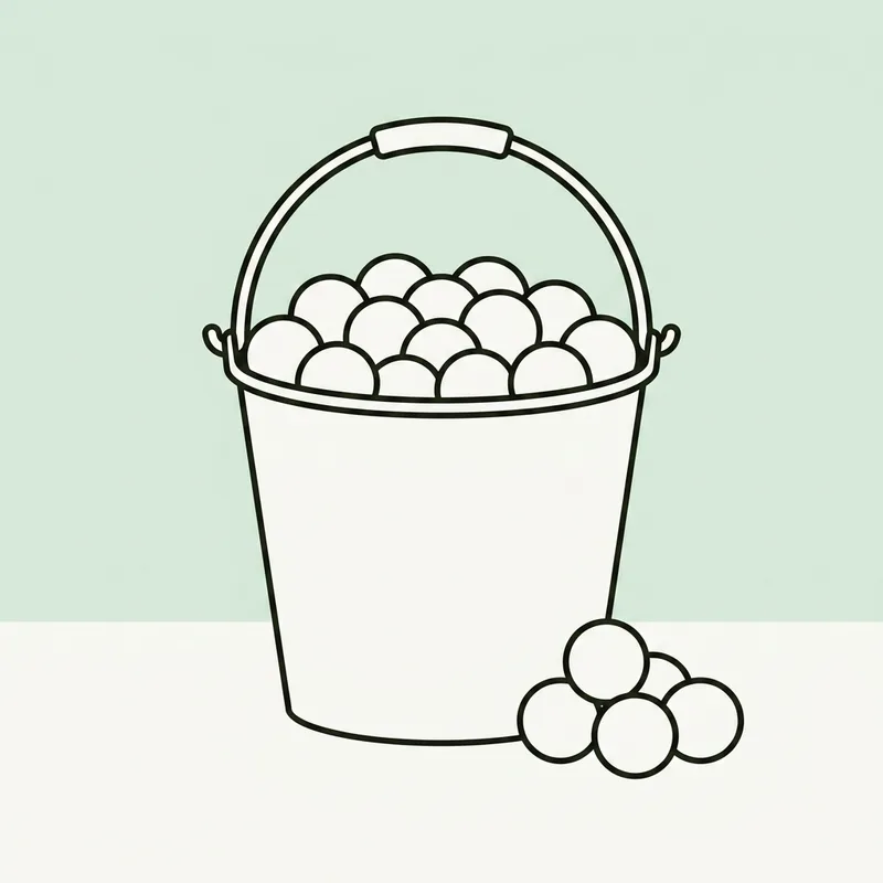 A plain bucket filled to the brim with golf balls