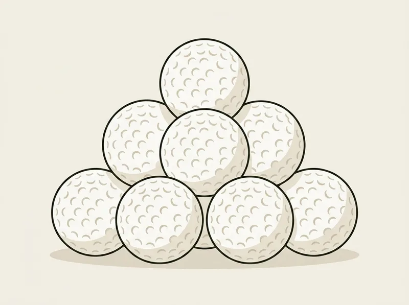 Illustration of a loose heap of plain golf balls piled together on a flat surface