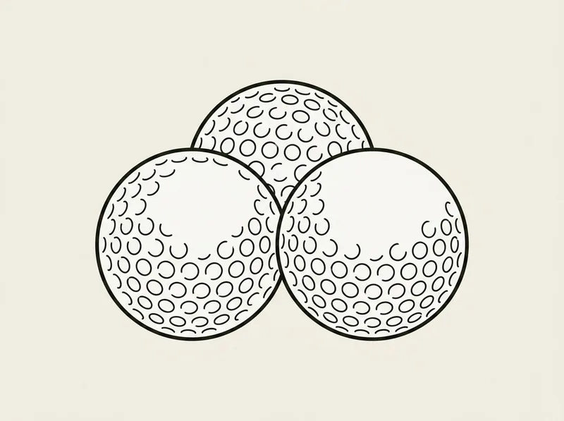 Illustration of three plain golf balls resting in a tight cluster on a flat surface