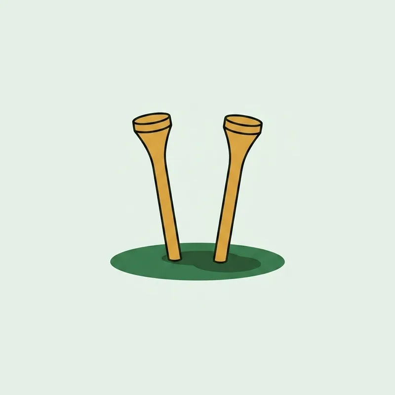 Two golf tees pushed into the ground a short distance apart