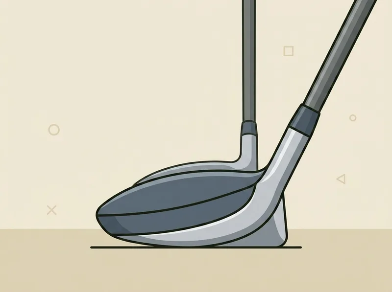Illustration of a shallow faced golf fairway wood head resting on a flat surface