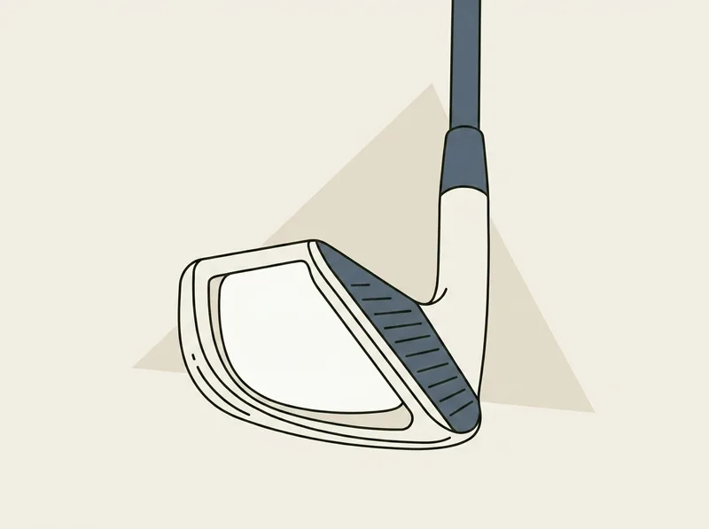 Illustration of a golf iron head cut away to show a hollow interior behind the face