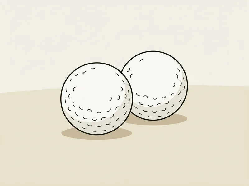 Illustration of two golf balls resting side by side on a flat surface