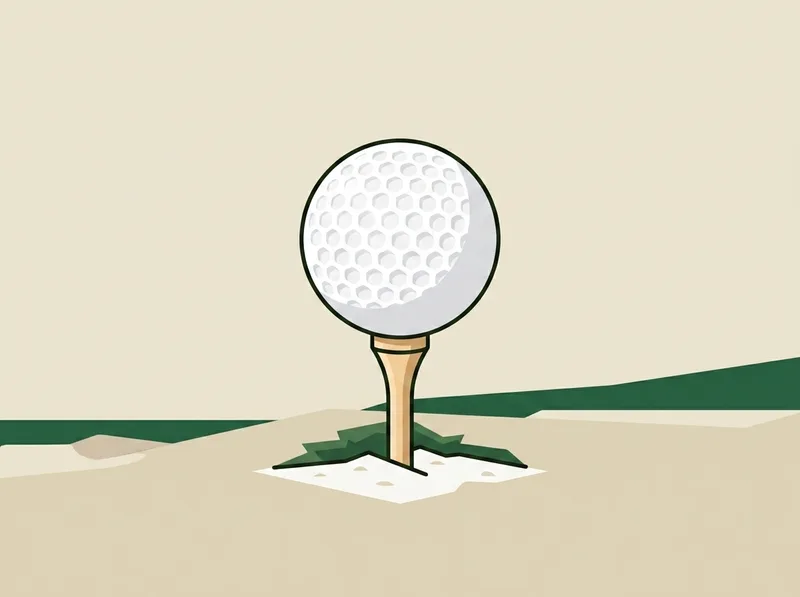 Illustration of a single golf ball balanced on a wooden tee