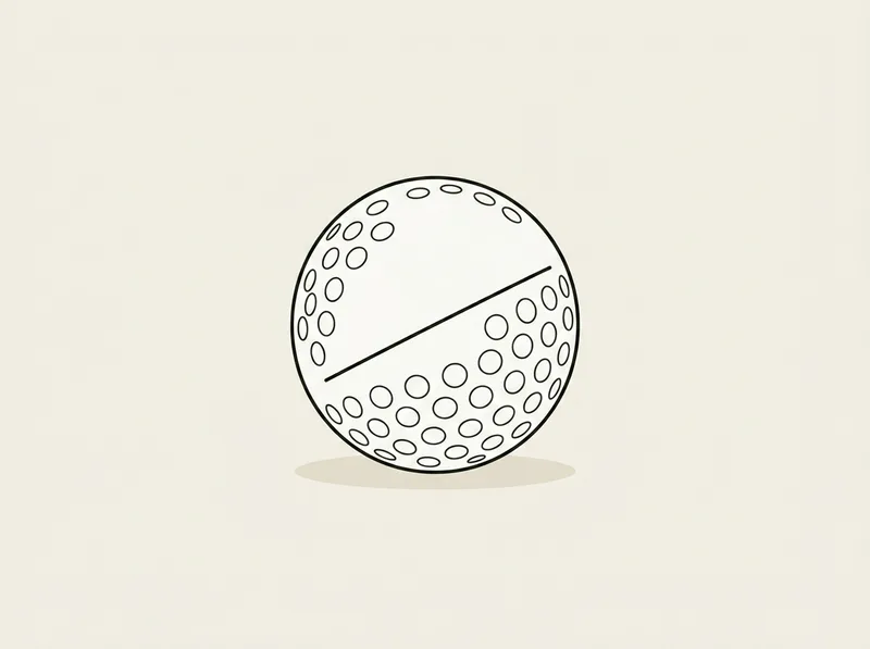 Illustration of a plain golf ball with one straight printed alignment line running across it