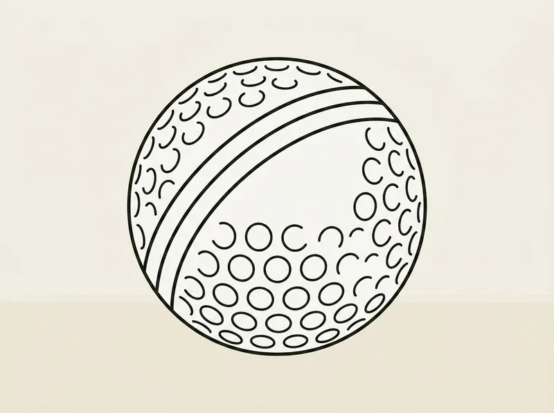 Illustration of a plain golf ball with three parallel printed alignment lines running across it