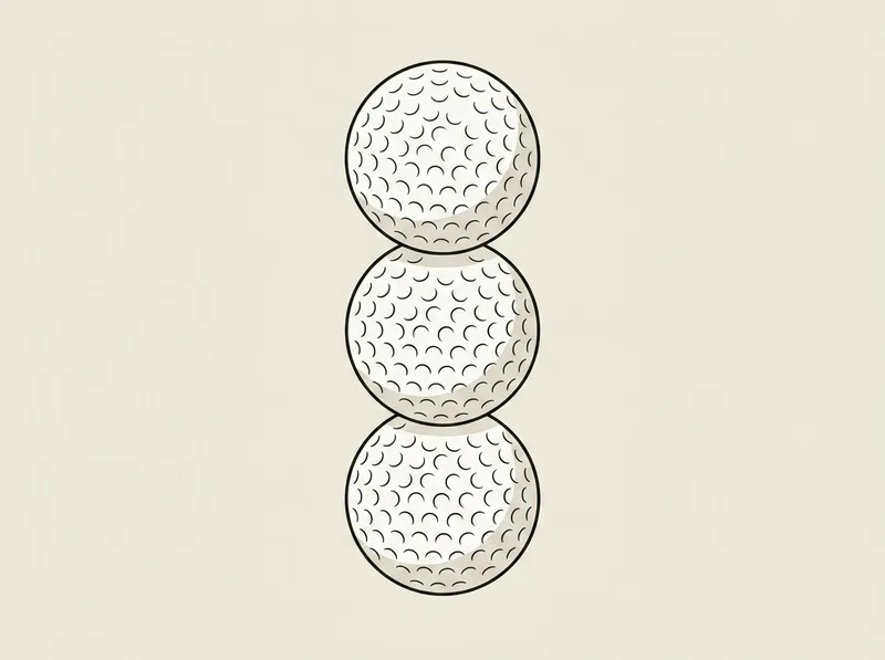 Illustration of three plain golf balls balanced in a vertical stack