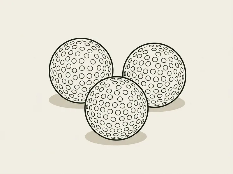 Illustration of three plain golf balls with matte surfaces resting together on a flat surface