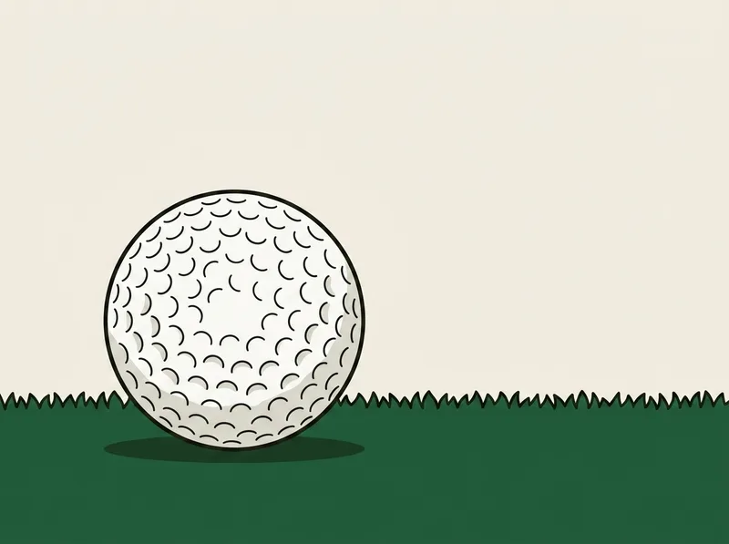 Illustration of a plain golf ball with a matte surface resting in short grass
