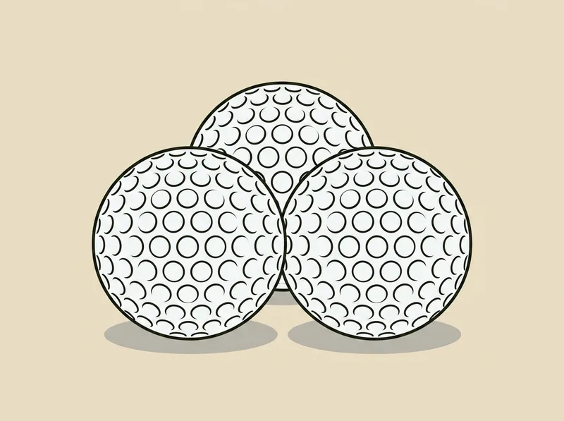 Illustration of three golf balls resting together in a tight cluster on a flat surface