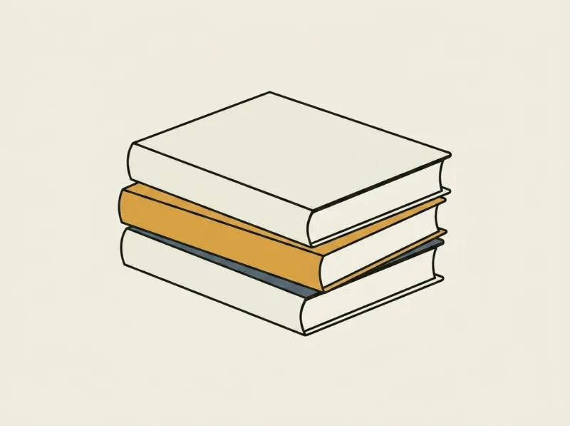 Illustration of three closed books stacked in a pile with completely blank covers