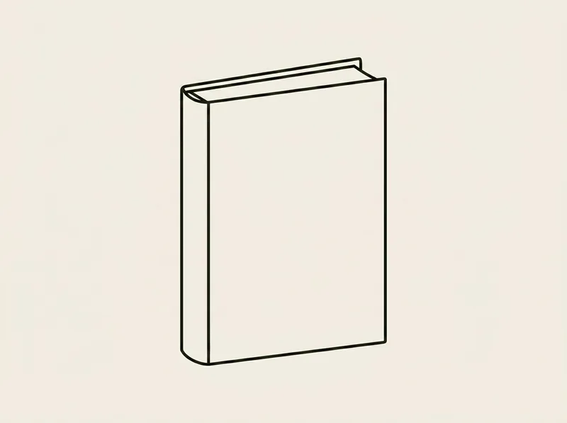 Illustration of a small closed book standing upright on its edge with a blank cover