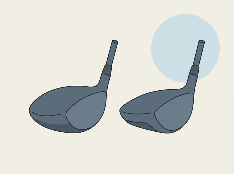 Illustration of two golf driver heads of different generations side by side