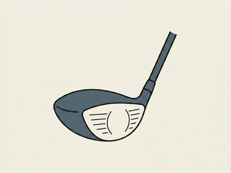 Illustration of a golf driver with a large rounded club head