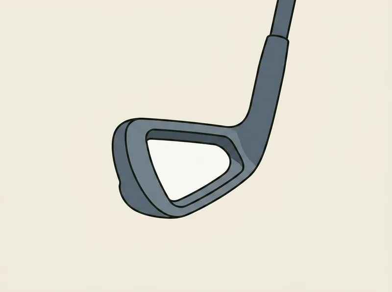 Illustration of the back of a cavity back golf iron showing the hollowed rear of the head