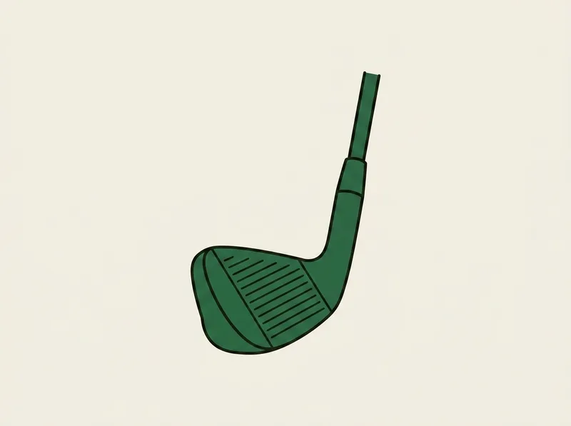 Illustration of a single golf iron head with a slim graphite shaft