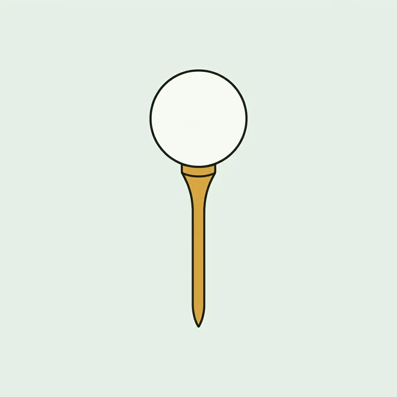 A golf ball resting on a tall wooden tee