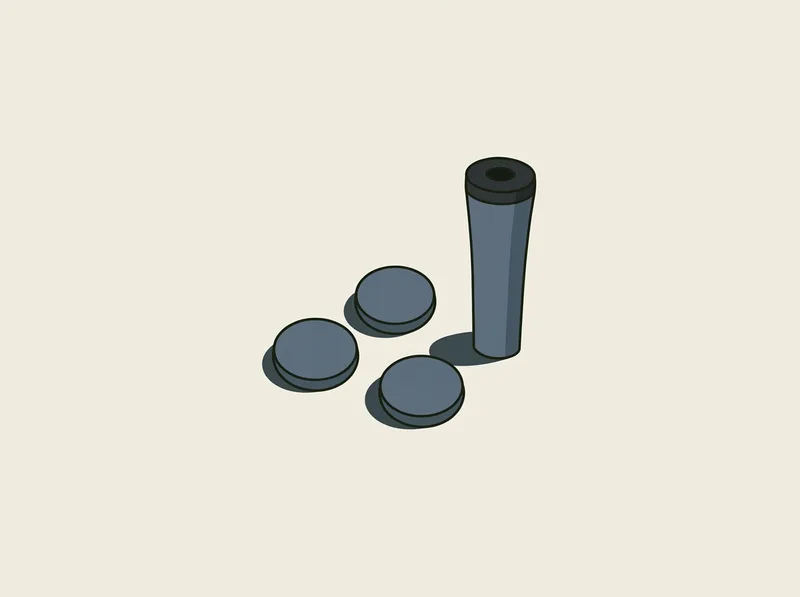 Illustration of three small round sensors beside the butt end of a golf grip