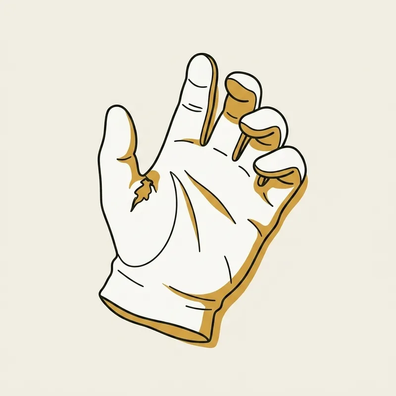 A golf glove with the fingers curled and the leather split open at the base of the thumb