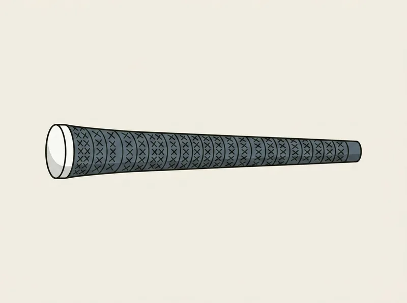 Illustration of a golf grip with a coarse crosshatched cord texture across its whole length