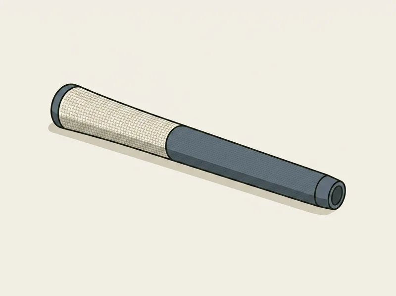 Illustration of a two part golf grip with a woven upper section and a smooth lower section
