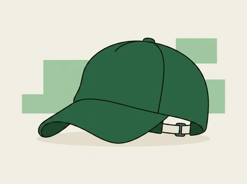 Illustration of a soft lightweight golf cap with a low crown and a flat adjustable strap