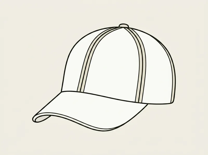 Illustration of a smooth panelled golf cap with sealed seams and a flat visor edge