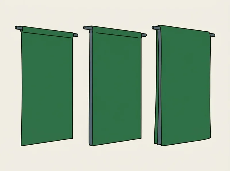 Illustration of three flat impact screens of different thickness shown side by side as tiers
