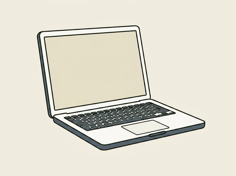 Illustration of an open laptop with a completely blank screen
