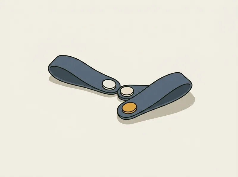 Illustration of two short straps joined by a small round magnetic disc