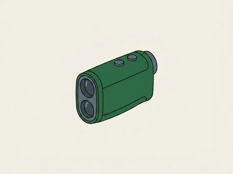 Illustration of a golf laser rangefinder seen from directly above