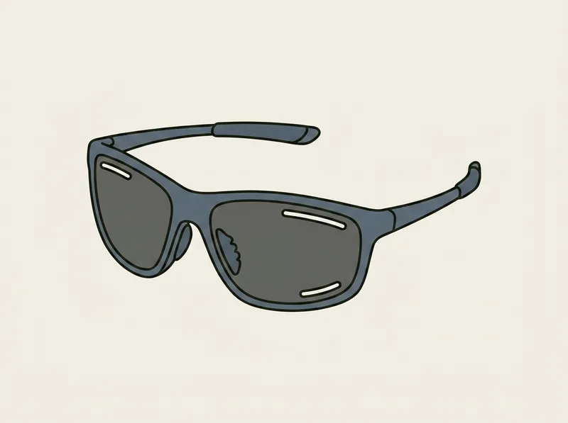 Illustration of a pair of vented sport sunglasses with slots cut into the top of each lens