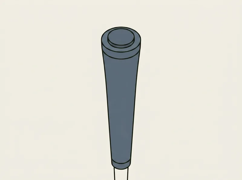 Illustration of the butt end of a golf club grip with a small blank round sensor disc fitted flat into it