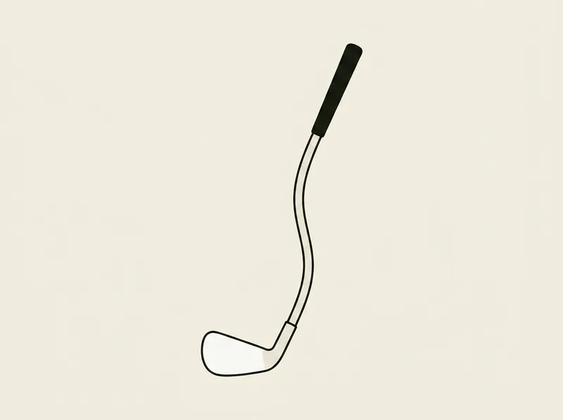 Illustration of a golf iron whose shaft bends into a gentle curve along its length