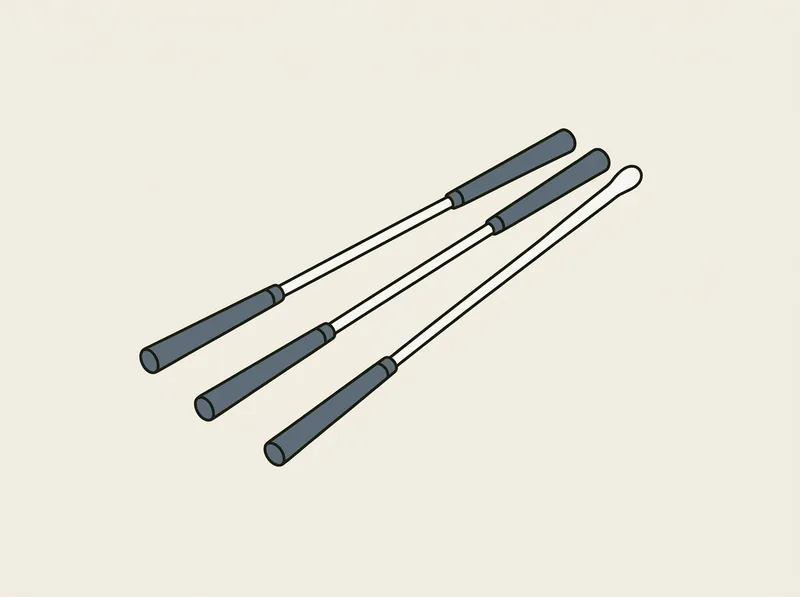 Illustration of three plain shafted training clubs of the same length lying side by side in a fan