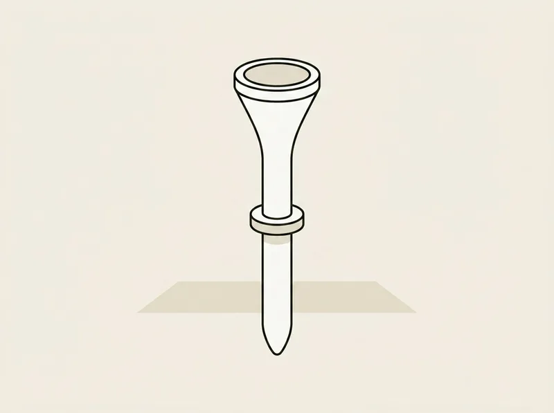 Illustration of a thick golf tee with a wide cupped top and a raised step on the shaft