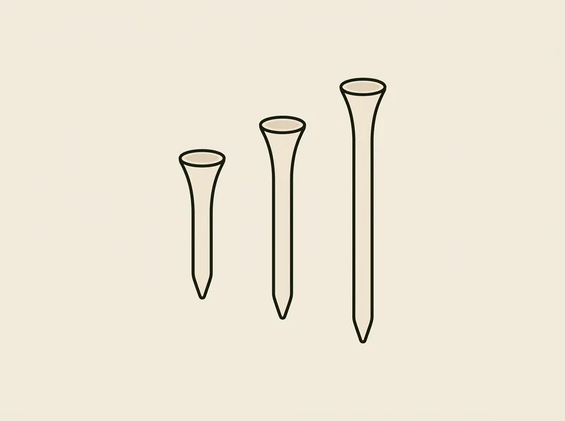 Illustration of three plain wooden golf tees lying side by side at different lengths