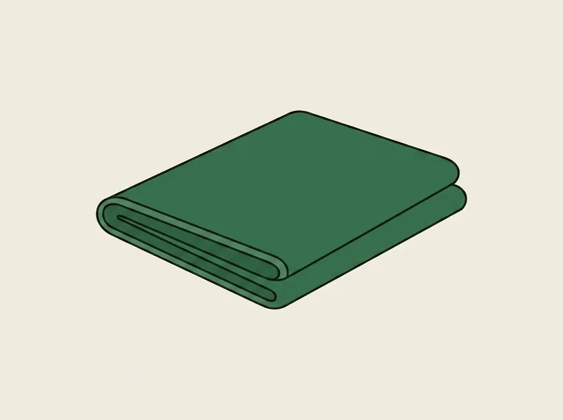 Illustration of a plain rectangular golf towel folded neatly in three