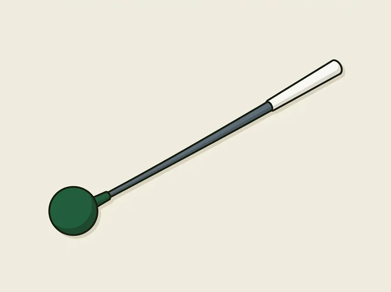 Illustration of a flexible swing training club with a round weighted head and a slim tapered shaft
