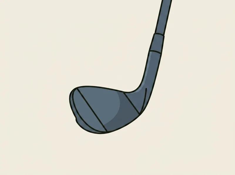 Illustration of a compact golf wedge head with a thin top line and a straight leading edge