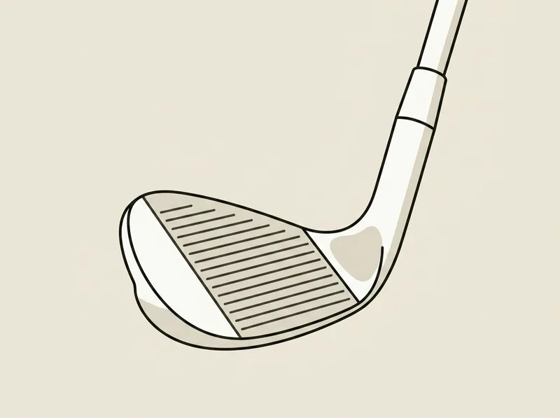 Illustration of a golf wedge head with a smooth rounded muscle shape behind the face