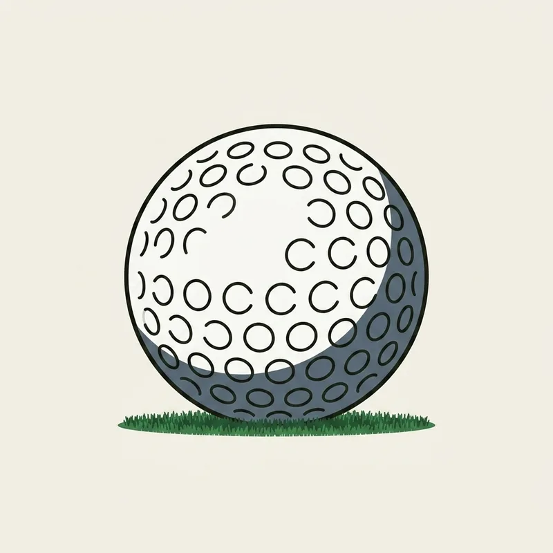 A golf ball resting on a small patch of closely mown grass