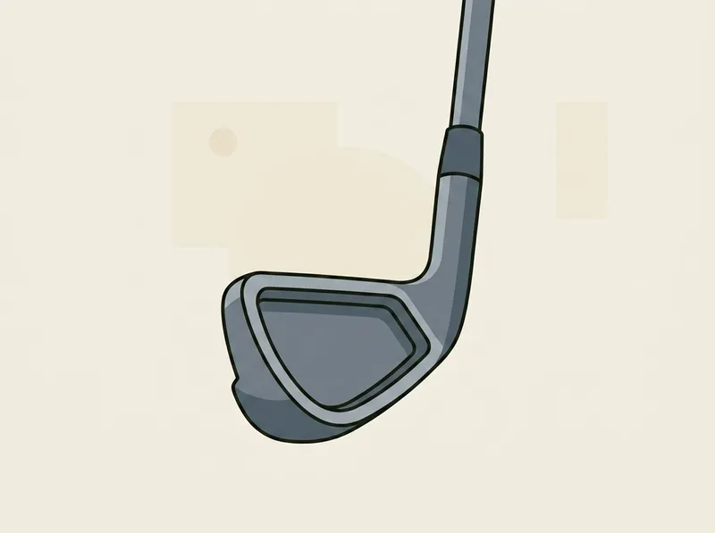 Illustration of the back of a golf iron head showing a deep recessed cavity around the perimeter