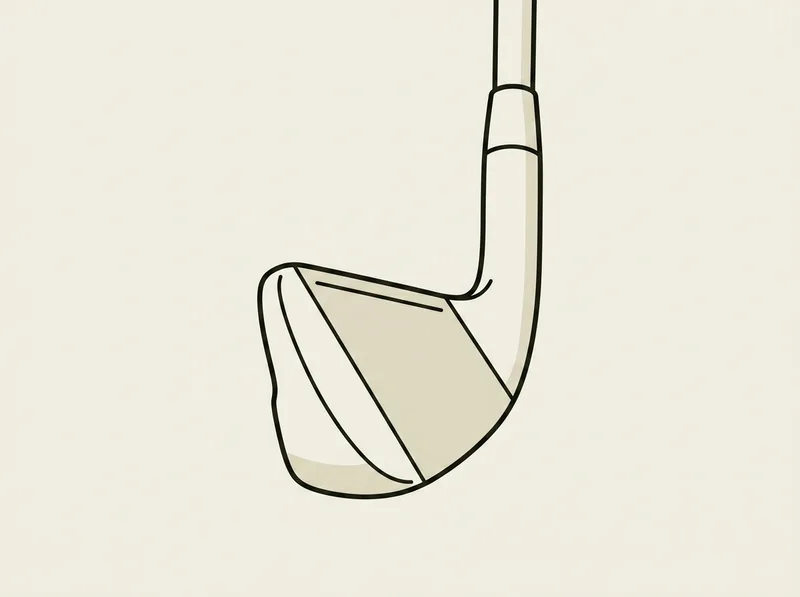 Illustration of a golf iron seen from address showing a thin top line across the head