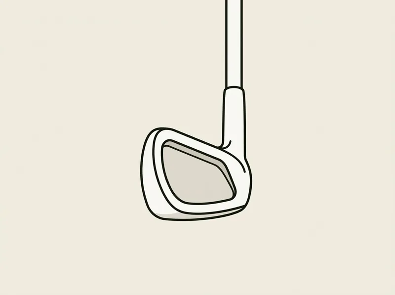 Illustration of the back of a compact forged golf iron head with a clean shallow cavity
