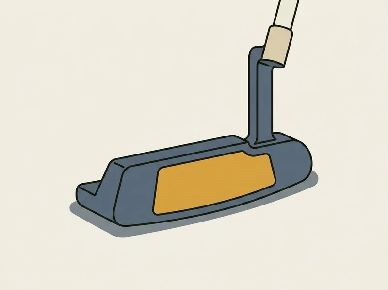 Illustration of a blade putter head with a rectangular insert set into the striking face