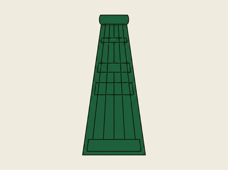 Illustration of a putting mat seen from above with guide lines running down its length