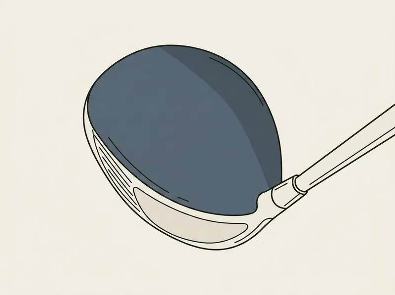 Illustration of a golf driver head seen from directly above, with a crown stretched deep from face to back