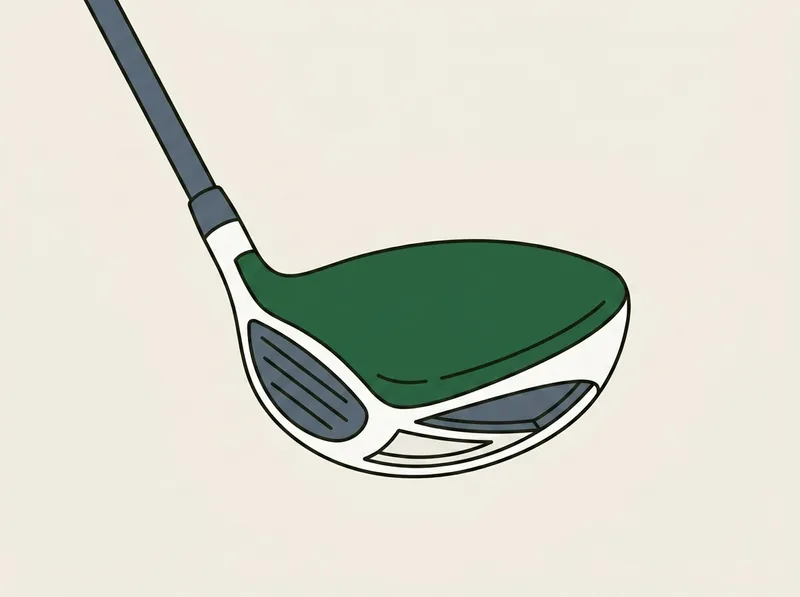 Illustration of a golf driver head seen from three quarters above the toe, with a smooth crown sweeping back from the face edge